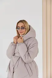 Жіноча зимова куртка з поясом для вагітних 2 в 1 водонепроникна M (44) Lullababe Світло-бежевий - мініатюра 7