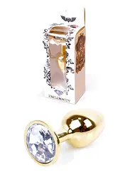 Металева анальна пробка з кристалом Boss Jewellery Gold Plug 7 см (прозорий) - мініатюра 2