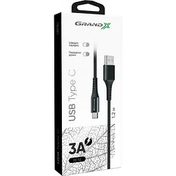 Дата кабель USB 2.0 AM to Type-C 1.2m Black Grand-X (FC-12B) - мініатюра 4