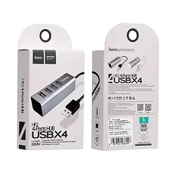 Хаб адаптер Usb Hoco на 4 Usb Line machine HB1 silver 6957531038146 - мініатюра 2