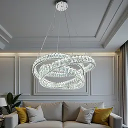 Підвісна LED-люстра Diasha D8875/600CH, кришталева подвійна спіраль Ø 60 см, хром, 92 W, пульт ДК - мініатюра 3