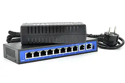 Комутатор POE 48V з 8 портами POE 100 Мбіт + 2 порт Ethernet (UP-Link) 100 Мбіт