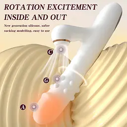 Вібратор для подвійної стимуляції Silicone Vibrator 3 режими обертання та 7 режимів лизання Boss Series 63-00079 101964 - мініатюра 6