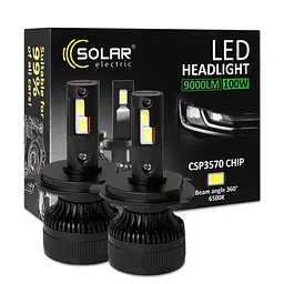 Автолампа Solar LED H4 12/24V 100W 9000Lm 6500K CSP3570 2шт(8604S2)