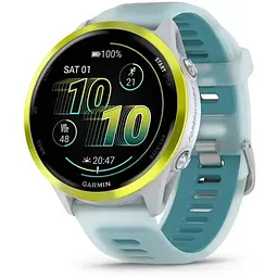Смарт-годинник Garmin Forerunner 570 (47 мм), насичено-жовтий алюмінієвий безель з біло-бірюзовим ремінцем