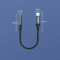 Кабель Remax Jack 3.5 AUX - USB C Sury 15 см чорний - мініатюра 3