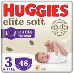 Підгузки Huggies Elite Soft 3 (6-11 кг) Mega 48 шт (5029053549293)