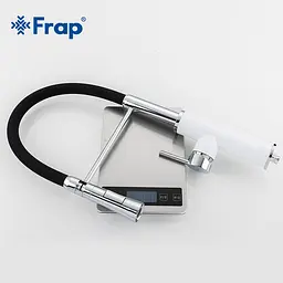 Змішувач для кухні Frap F4452-8 з гнучким виливом, 2 режими, біло/чорний, Чорний матовий - мініатюра 5