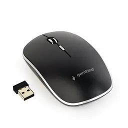 Миша Gembird MUSW-4BS-01 бездротова, чорний, безшумна, dpi:1600, USB, AAx1 шт