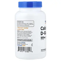 D-глюкарат кальцію Nutricost Calcium D-Glucarate 500 мг 120 капсул - мініатюра 7