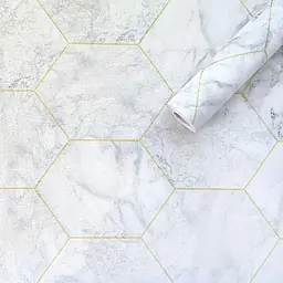 Самоклеюча плівка Sticker Wall 0.45х10м х 0.07мм Сірий мармур золоті стільники SW-00001212