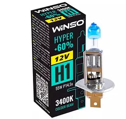 Лампа галогенна WINSO (12V H1 HYPER +60% 55W P14.5s) 712120