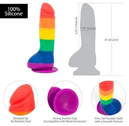 Райдужний фалоімітатор Addiction Justin 8 Rainbow, 20.3х4.5 см - мініатюра 4