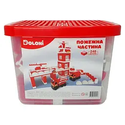 Конструктор Doloni Toys Пожежна частина у пластиковому боксі 248 деталей (IC-187-C-598)