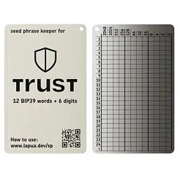Мнемонічний планшет Lapua Seed phrase keeper for Trust Wallet (LSPKTW)