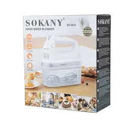 Міксер ручний Sokany SK-6631 з контейнером для насадок, білий Sokany SK6631W - мініатюра 4