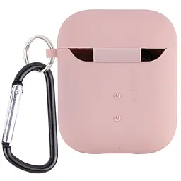 Силіконовий футляр з мікрофіброю для навушників Airpods 1/2 Рожевий / Pink Sand - мініатюра 2