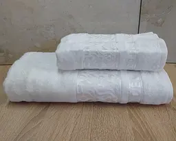 Набір турецьких бамбукових махрових рушників Cestepe 50х90+70х140 Bamboo Damaks White