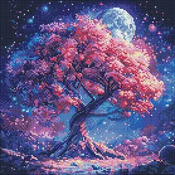 Алмазна мозаїка Силует дерева ©art_selena_ua Ідейка AMO8214, 40х40 см