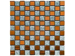 Мозаїка з декоративного скла STICKER WALL 298*298*4,5мм Сірий+оранж SW-00002361