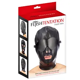 Маска Fetish Tentation Enjoy Pain BDSM Hood With Mask чорний - мініатюра 4