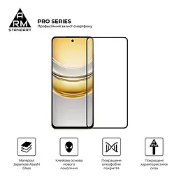 Захисне скло на Realme 14x 5G з олеофобним покриттям, Pro, повне проклеювання, антистатичний і пиловідштовхуючий шар, 9H, самоклеючеся, 2.5D, на весь екран, антистатичний клей, ArmorStandart (ARM83557) - мініатюра 2