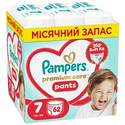Підгузки Pampers Premium Care Pants розмір 7 (15+ кг) 62 шт. (8006530320245)
