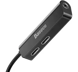 Адаптер Baseus L 52 3 in 1 Lightning Male to 3.5 mm+2 Lightning Female Black (CALL 52-01) - мініатюра 3