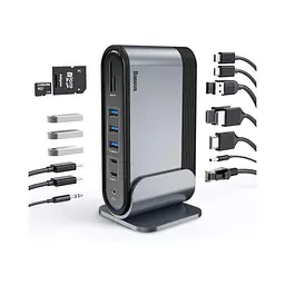 USB-Хаб Baseus UnionJoy 17-Port Triple-Display Docking Station Space Grey (B00532304811-00) - мініатюра 5