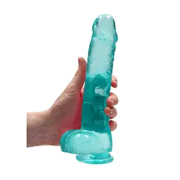 Фалоімітатор RealRock Crystal Clear 9", 25 см (зелений) - мініатюра 5