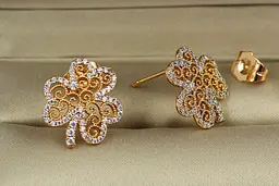 Сережки гвоздики Xuping Jewelry конюшина 1.6 см золотисті - мініатюра 2