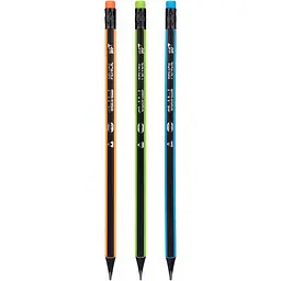 Олівець чорнографітний YES Neon Stripes трикутний з гумкою 24 шт. (280594) - мініатюра 2