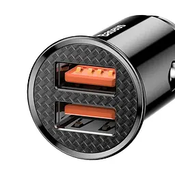 Автозарядний адаптер у машину 2 порти Baseus Circular Plastic 2*USB-A 30W CCYD-A01 - мініатюра 2