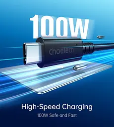 Кабель USB 4.0 Thunderbolt Type-C M-M, 0,8 м, Gen 3 100W 40Gbps 8K@60Hz Choetech - мініатюра 4