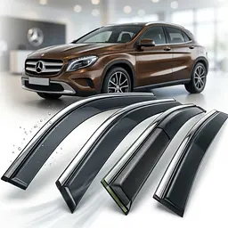 Дефлектори вікон вітровики для Mercedes-Benz GLA-Class (X156) 2013-2020 Молдинг Нержавіюча сталь 3D (BBZGLA1523-W/S)