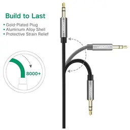 Кабель мультимедійний 3.5mm M to 3.5mm M 1.5m AV119 black Ugreen (10734) - мініатюра 3