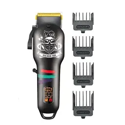 Машинка для стрижки волосся VGR V-699 LED-дисплей акумуляторна 4 насадки 5W Black - мініатюра 2