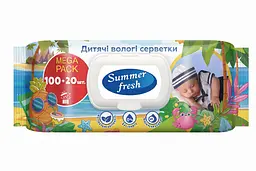 Вологі серветки для дітей Summer Fresh Дитячі 120 шт. Безпечні серветки для малюків