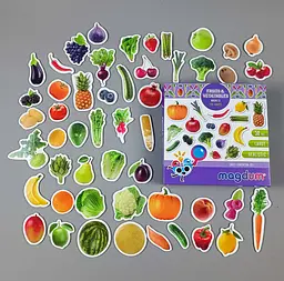 Магнітні ігри Vladi Toys ML4031-15 EN овочі та фрукти магніти дитячі "Magdum", "Fruits and vegetables", англ. мова