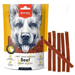Wanpy Soft Beef Jerky Slices ванпи вяленая говядина з качкою слайси ласощі для собак