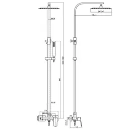 Душова система TOPAZ LEXI TL 21105-H57-BL чорна матова для ванної кімнати з верхньою та ручною лійкою - мініатюра 7
