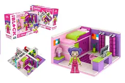 Конструктор Kids hits IBLOCK JUNIOR KH08/001/1 Дівчатка, Спальня Лілі, 184 дет, в комплекті фігури, інструкція, наклейки, коробка 24x16x6 см