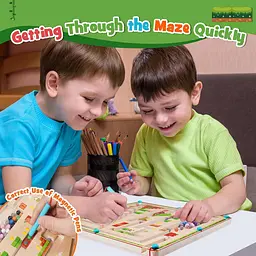 Дерев'яна магнітна гра-лабіринт сортер кольорів і цифр Gifitizi Montessori навчальна дошка з магнітною ручкою від 18 місяців (SKU-223) - мініатюра 8
