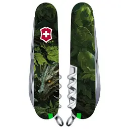 Ніж Victorinox Huntsman Zodiac 91 мм Зелений дерев'яний дракон (1.3713.3_Z3240p)