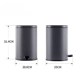 Відро для сміття з плавним закриттям овальне Mixxus Premium Olivary-TC0105 5 л graphite MI7063, Графит - мініатюра 2