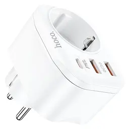 Мережевий перехідник-зарядне Hoco NS3 (1 х розетка 3 х USB) білий - мініатюра 3