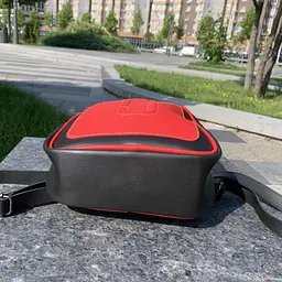Рюкзак сумка 2 в 1 жіночий міський маленький стильний Червоно-чорний (997) - мініатюра 9