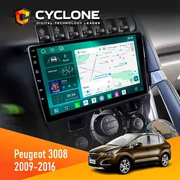 Штатна магнітола Peugeot (3008) 2009-2016 Climate Cyclone C9-013 4x64 DSP 4G Cyclone (НФ-00007391)