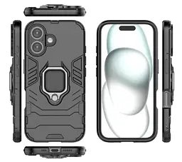 Чохол бампер Primolux Ring Armor для Apple iPhone 16 Black - мініатюра 4