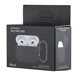 Чохол Silicone Case 1,2mm for AirPods 3 Black - мініатюра 2